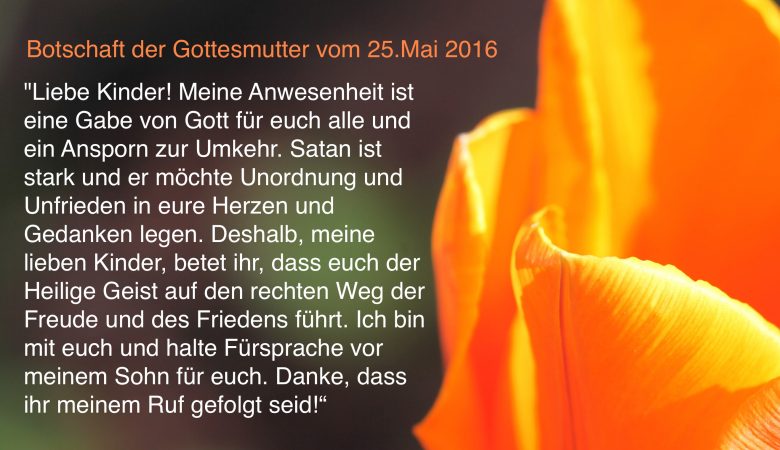 Botschaft der Gottesmutter vom 25. Mai 2016